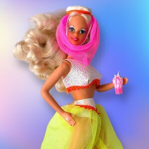 SOLD Vintage 80s 90s Barbie Doll Superstar Costume Ball Genie Custom Brown Eyes